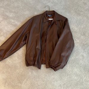 Vintage Ralph Lauren Polo brown leather jacket.